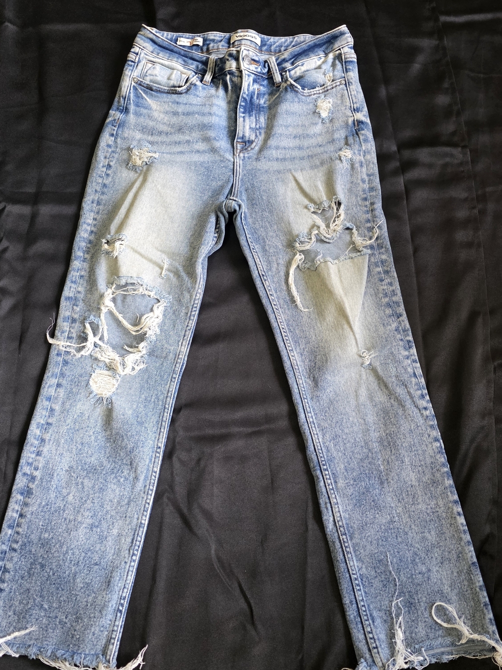 Vigoss Stevie Crop Straight Blue Denim Stretch Jeans